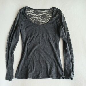 Long Sleeve Lace Gray Size Small